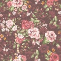 Seamless Elegant Pattern with Garden Flowers